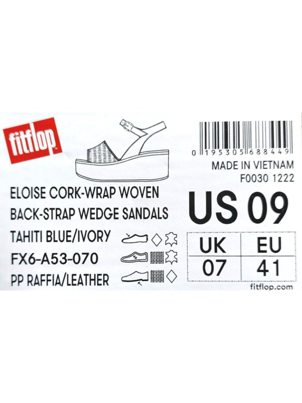 FitFlop Eloise Cork-Wrap Woven Women's Platform Wedge Sandals Blue Leather US 9 - Picture 4 of 4